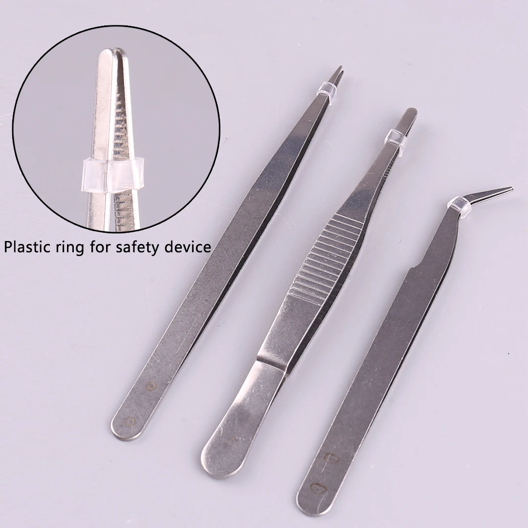 Model Equipping Tool Stainless Steel Curved Straight Tweezer Nail Art Nipper Picking Tool 3pcs Round/Straight/Curved Mouth