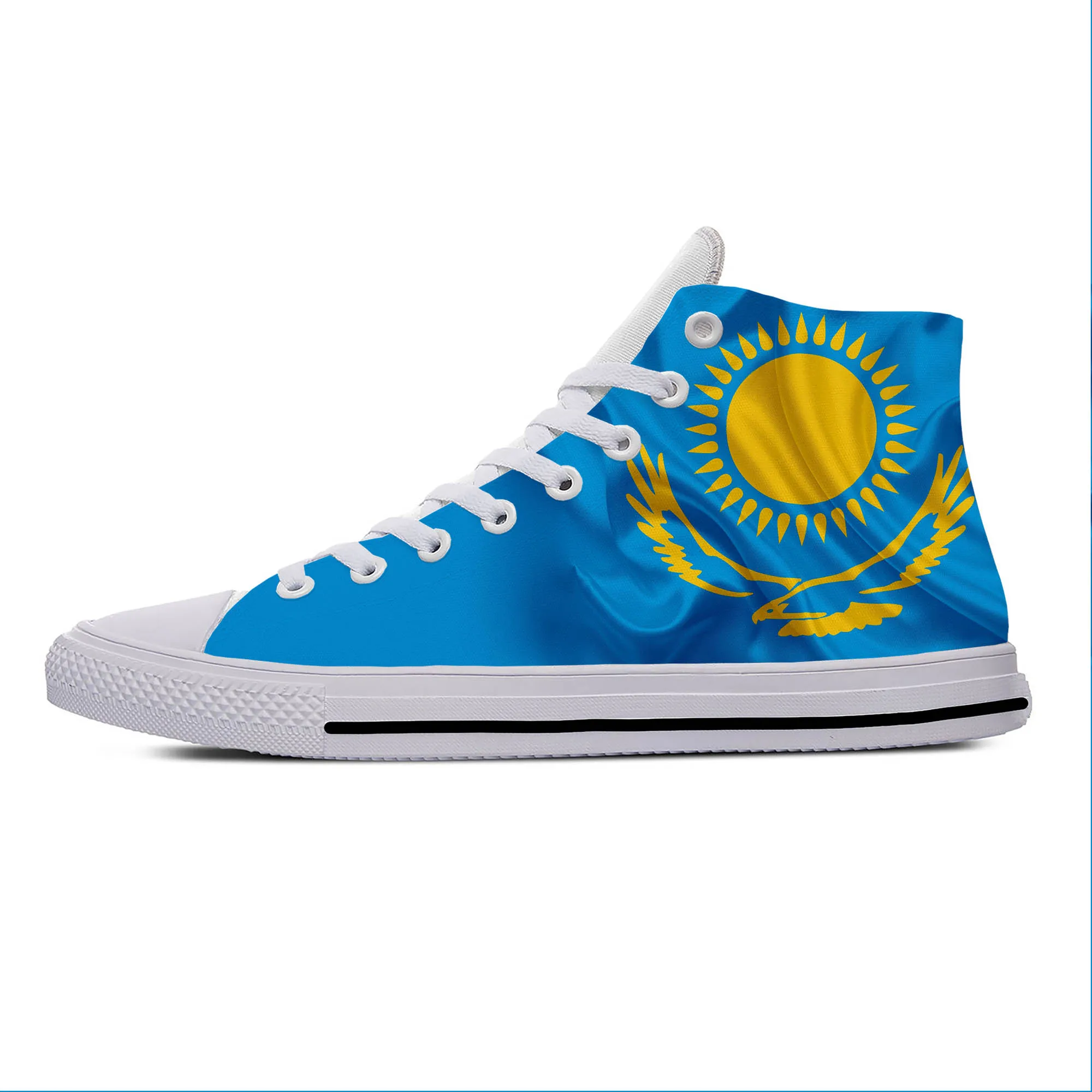 Kazakhstan Kazakh Flag Patriotic Funny Fashion Casual Cloth Shoes High Top Lightweight Breathable 3D Print Men Women Sneakers