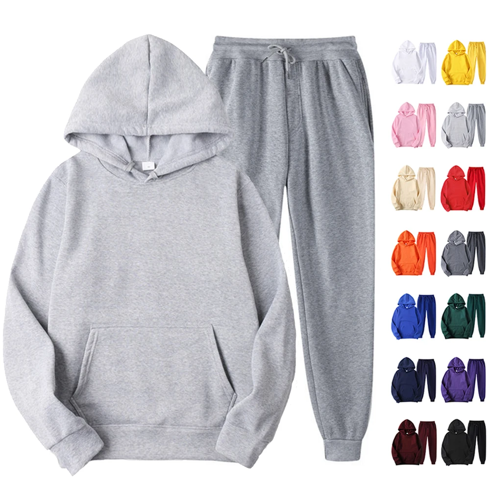 

Plain Fleece Hoodie And Jogger Set Men Sports Wear Wholesale Sweatsuit Set Unisex Track Suit For Men Conjuntos Deportivos Hombre