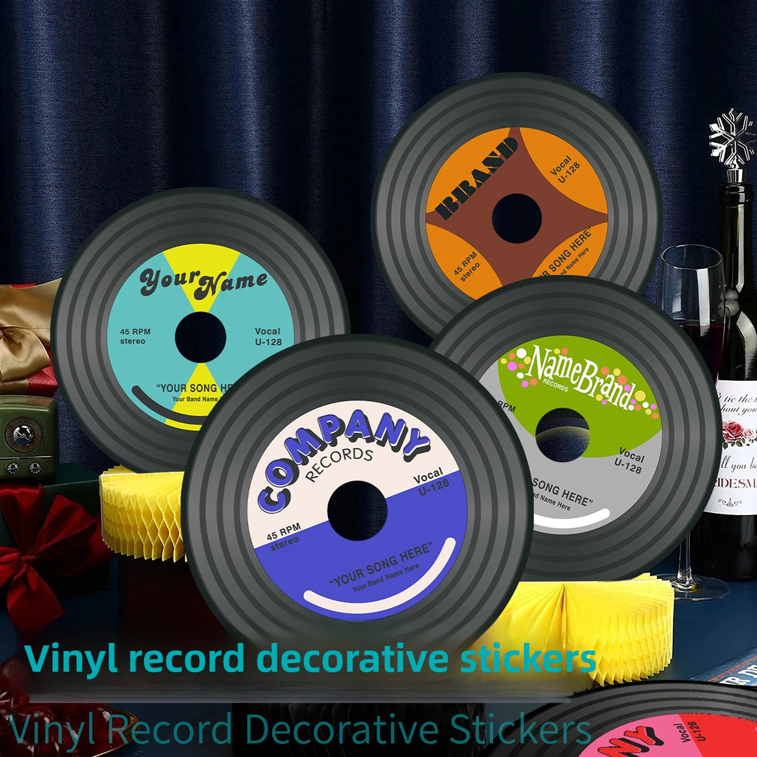 Velvet Touch PVC Vinyl Record Wall Sticker Waterproof Self-Adhesive for Living Room Bedroom Music Store Decor Removable DIY
