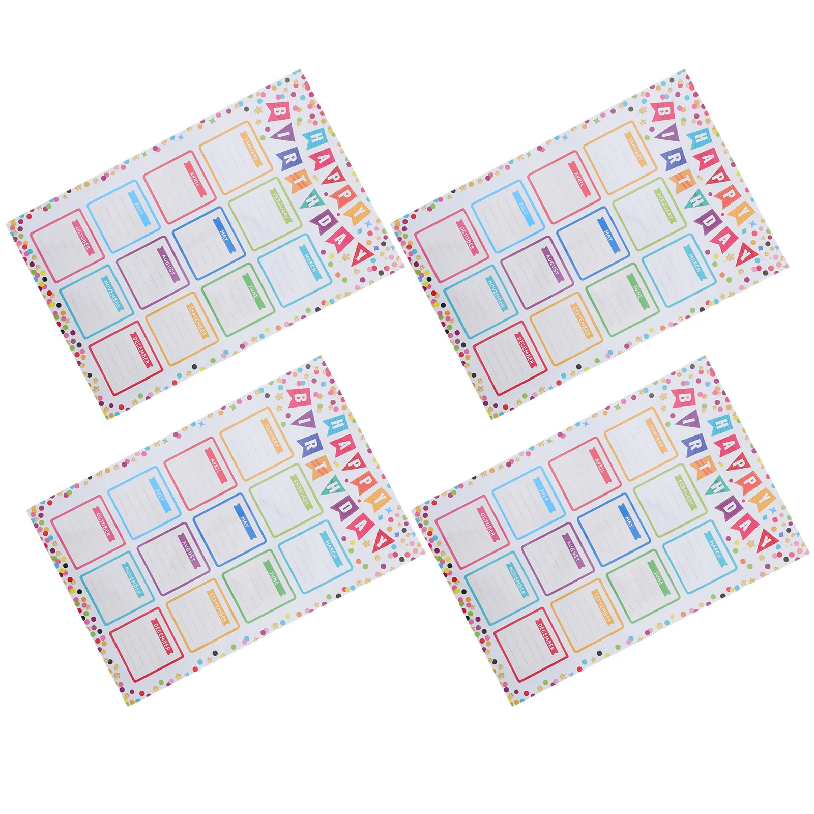 

4Pcs Birthday Board Classroom Chart Writeable Surface Easy to Hang Colorful Celebration Back to School Teacher Supplies