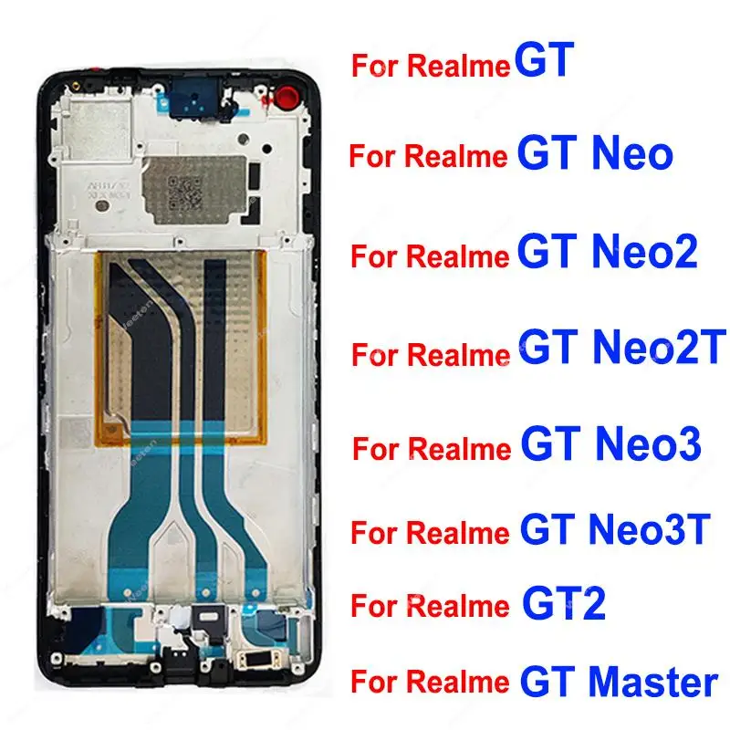 For Realme GT Neo 3 3T Neo2 Neo2T GT NEO GT 2 Master 5G Front LCD Screen Cover LCD Frame Housing Case Bezel Parts