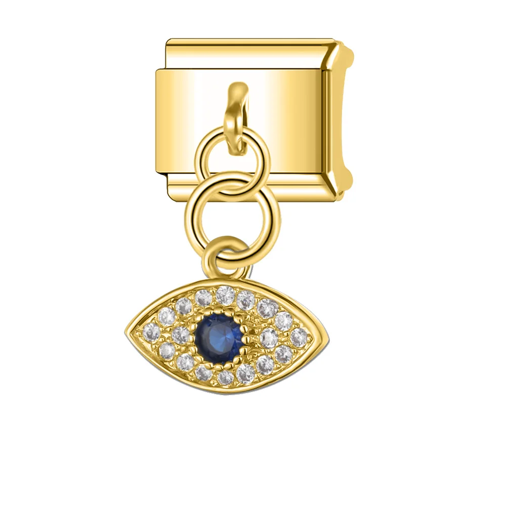 Trusta 2025 جديد العين الشفاه القلب قلادة سحر الروابط الإيطالية 9 مللي متر سوار الفولاذ المقاوم للصدأ للنساء DIY بها بنفسك المجوهرات بالجملة N474