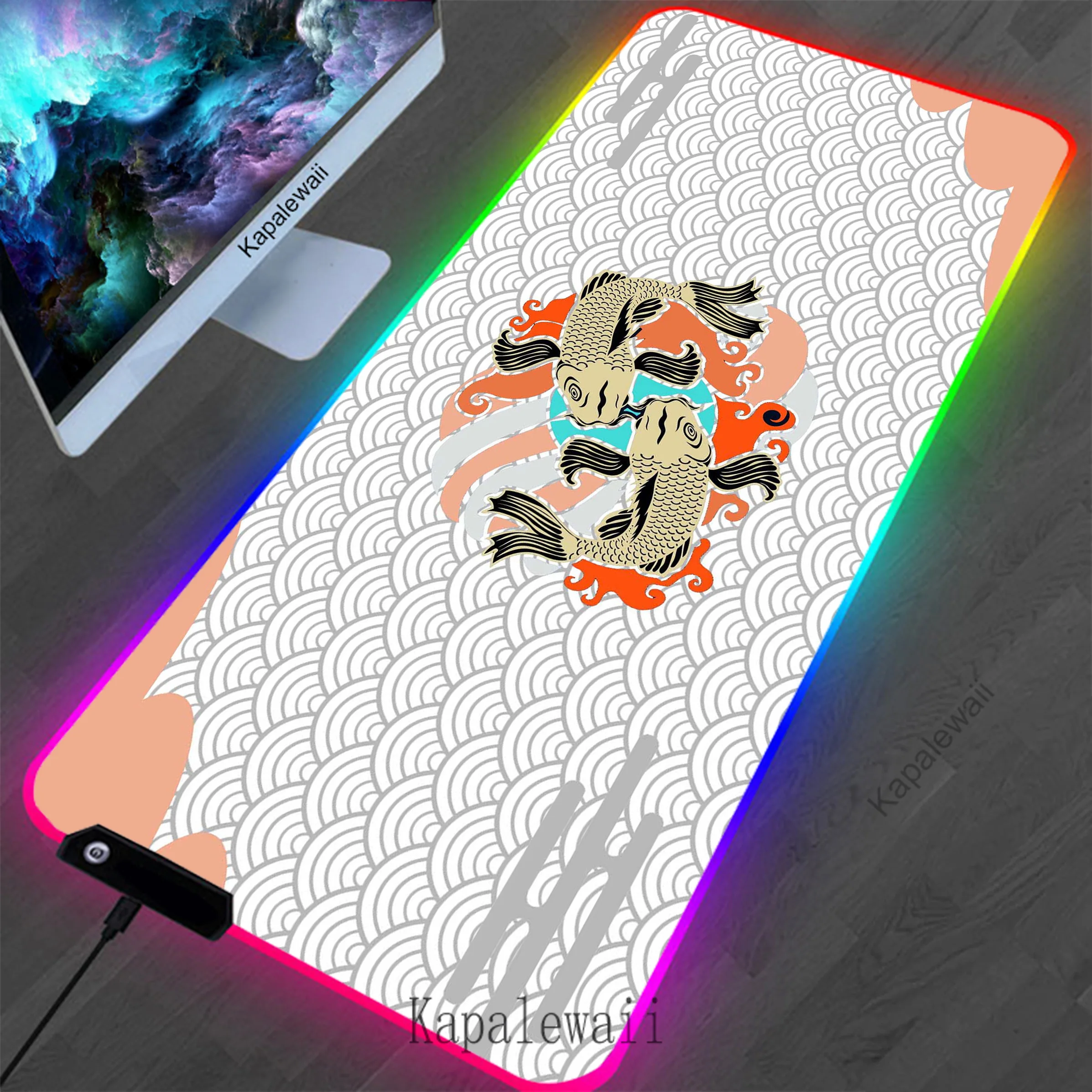 

Japanese Koi RGB LED Mechanical Keyboard Gamer Desk XXL Mouse Pad 900x400 Mice Keyboards Computer Peripherals Office Mousepad