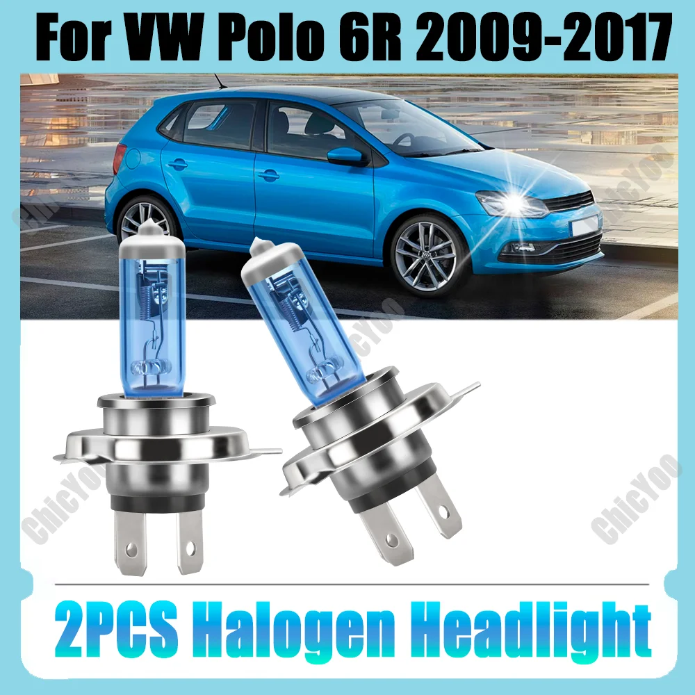 2PCS 6000K Super White H4 High Low Beam Halogen Headlight Bulbs 12V For VW Polo 6R 2009 2010 2011 2012 2013 2014 2015 2016 2017