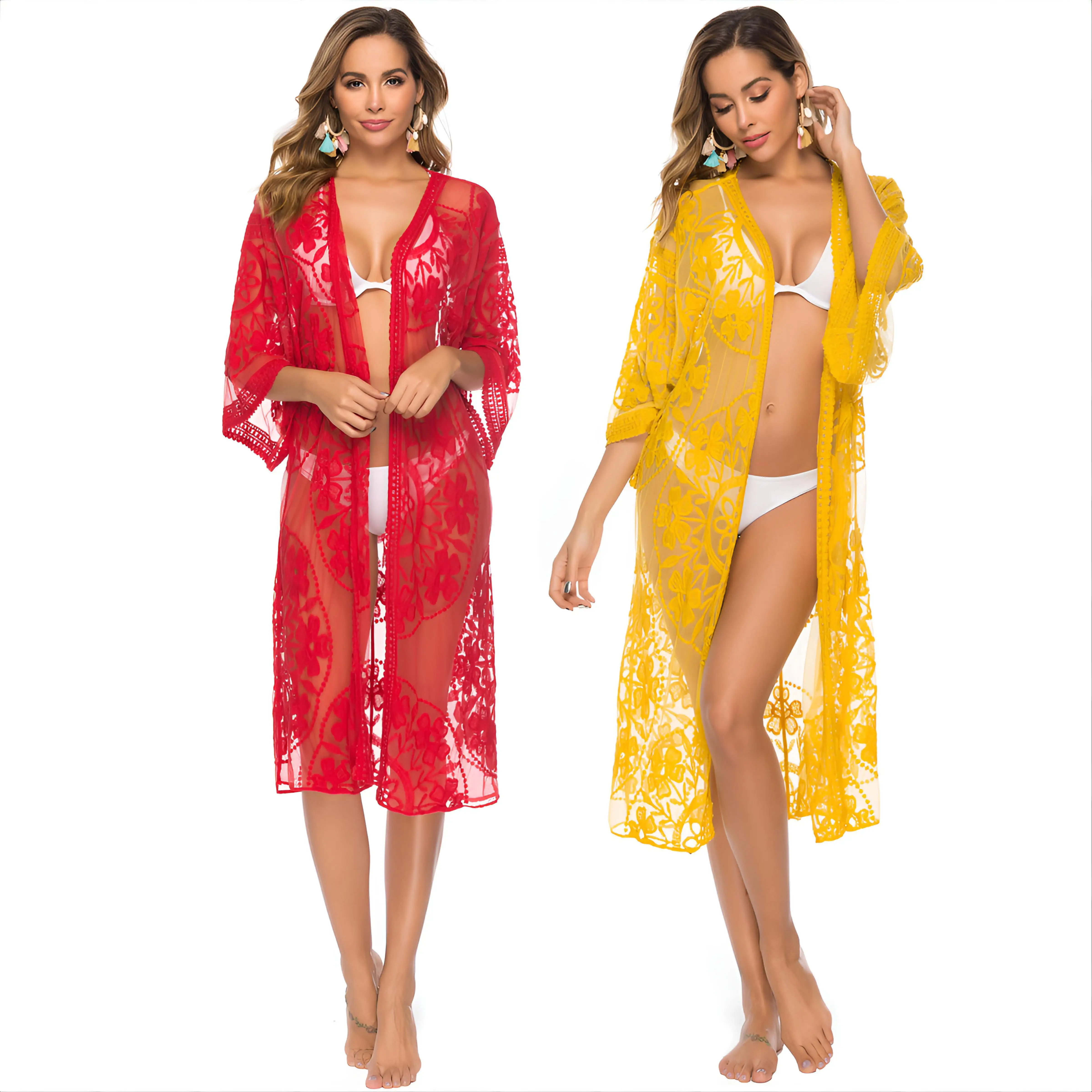 Cover Up Green Women Foil Lady Beachy Gauzy Skinny Air Burnout Hollowed Knot Microfiber Chain Spliced Nightclub Cooling Anti Ins