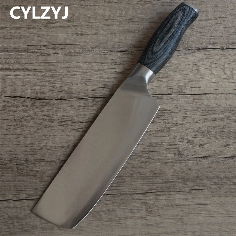 Wysokiej jakości noże kuchenne 9Cr15mov Nakiri Razuo Sharp nóż szefa kuchni do krojenia niemiecki nóż kuchenny z drewnianą rękojeścią ze stali nierdzewnej