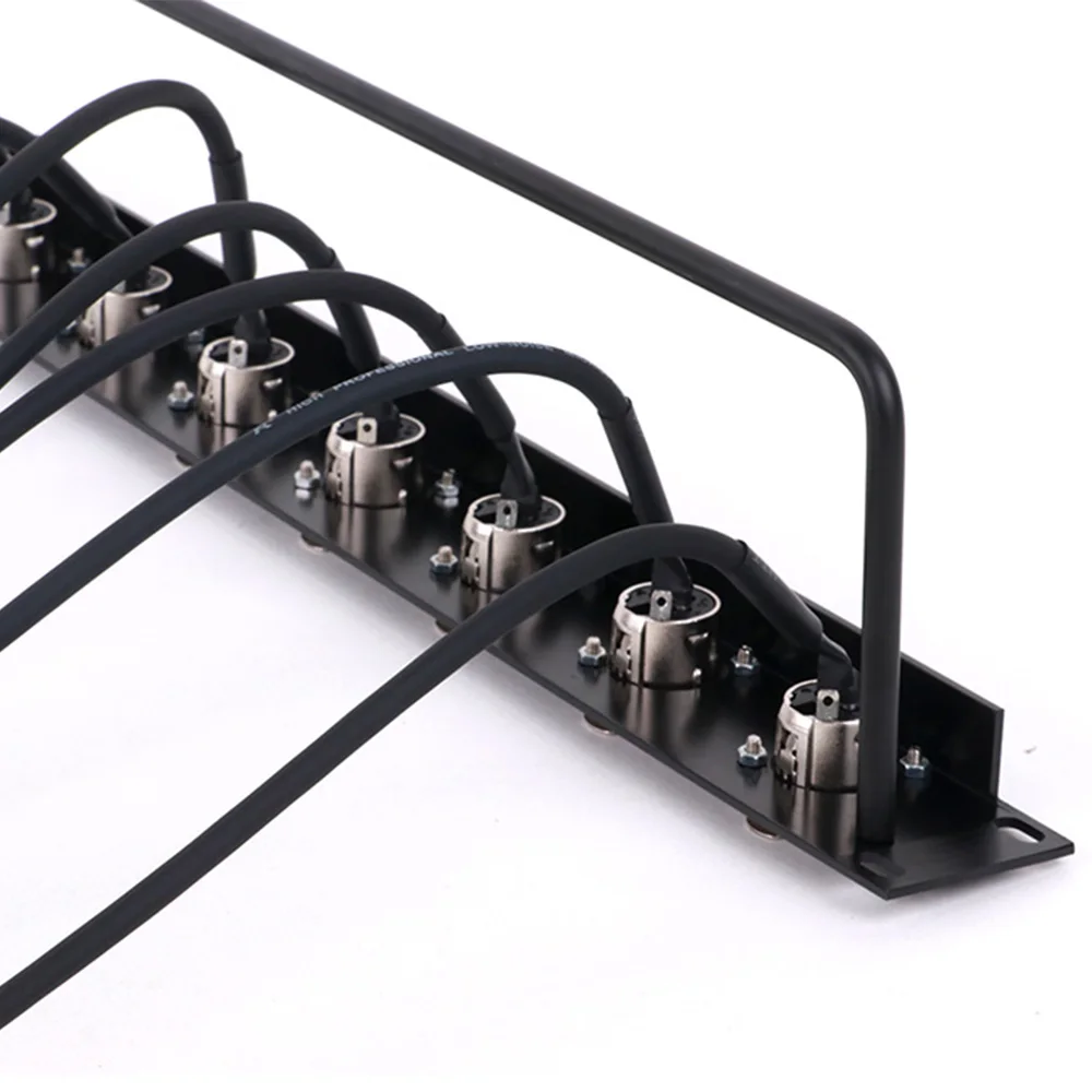 1pc 8-Way 1U Cabinet XLR Audio Jumper Rack,Aluminum Alloy 8-Holes Panel 3Pin XLR Female Socket+Audio Shielded Cable-Free Welding