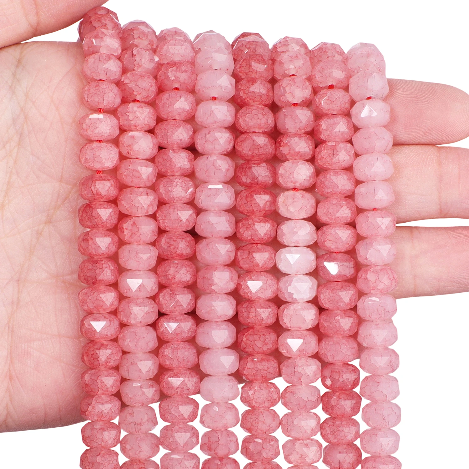 8x5mm Rissmuster Facettierte Glasperlen Bunte Radförmige Glatte Perlen für Schmuckherstellung DIY Halskette Anhänger Zubehör – Detail 6