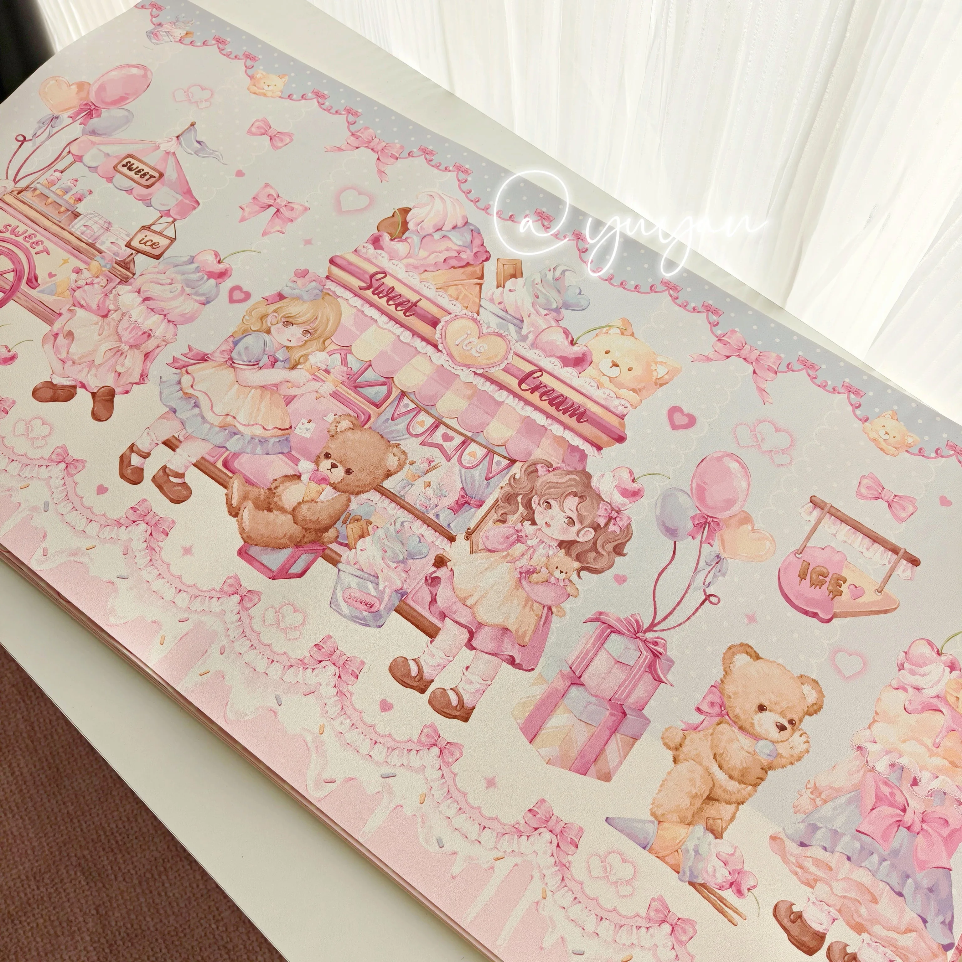 Cute Girl Bear Party Pu Leather Mousepad Office Desk Mat Mouse Pad Computer Speed Type Carpet Mat Player Laptop Keyboard Cartoon