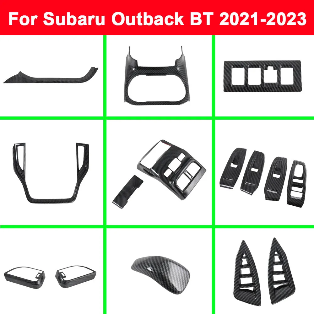 For Subaru Outback BT 2021 2022 2023 ABS Button Armrest Cup Shift Knob Box Fog Light Frame Front Side Air Vent Outlet Trim Cover