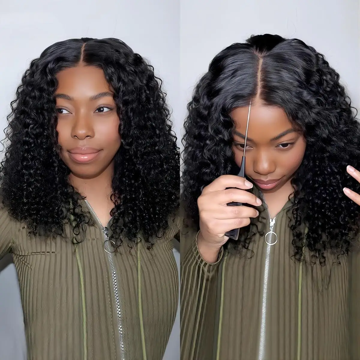 Leimlose Perücken Deep Wave 6x4 vor geschnittene HD transparente Spitze Verschluss Perücken für Frauen 100% menschliches Haar vor gezupft Deep Wave Bob Perücke