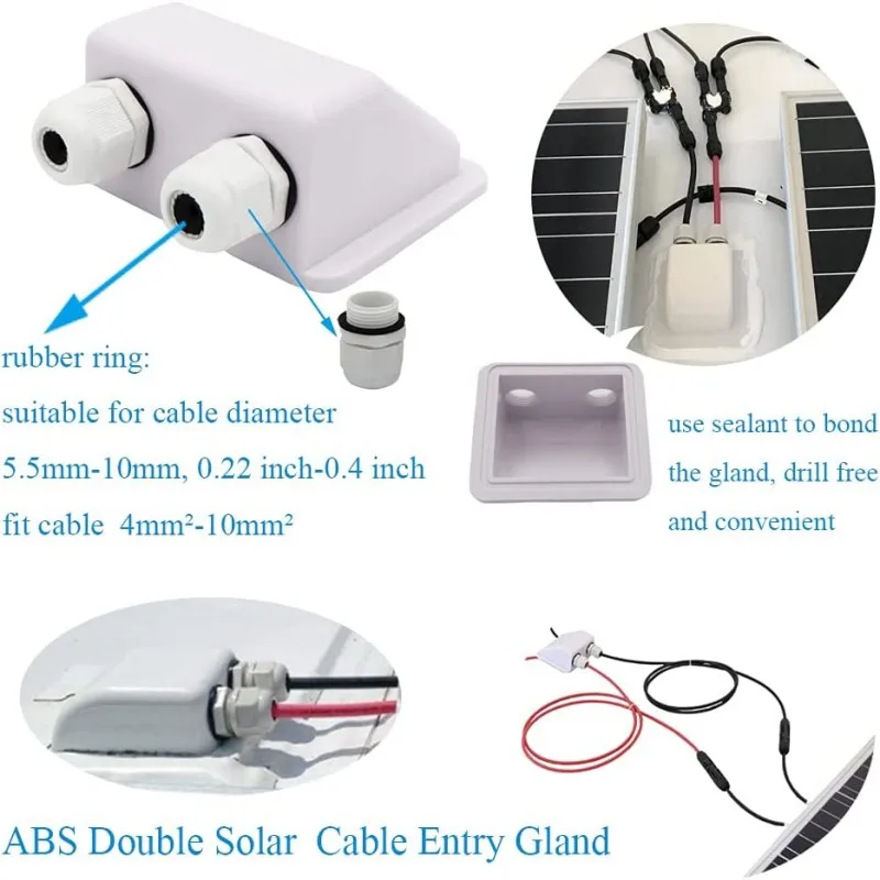 ช่องต่อมเข้าลวดแบบคู่กล่องต่อมสายหลังคาแผงโซล่าสายเคเบิล motorhome สีขาวหลุมคู่เรือยอชท์รถคาราวานแคมป์