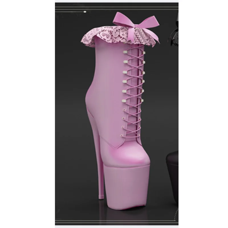 Black Lace Up Mid Calf Platform Boots Thin High Heel Cool Fashion Sexy 2024 Winter Big Size Woman Shoes Zapatillas Mujer