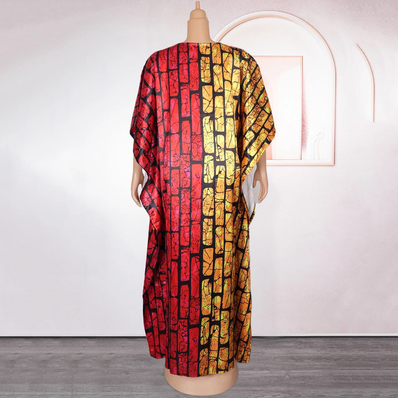 Elegant African Long Proms For 2024 New Arrivals Style V Neck Batwing Sleeve Printed Loose Fashion Luxury Party Celebrate Dress