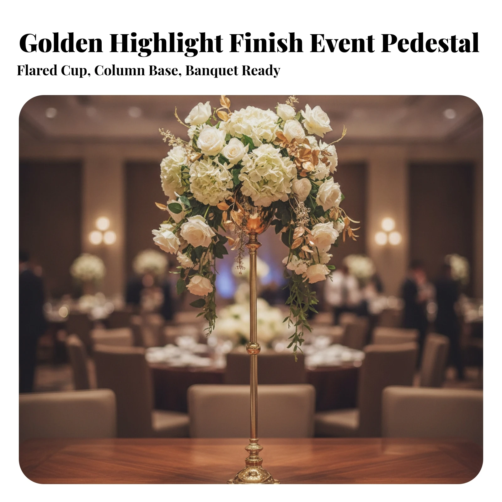 Flower Holder Electroplated Vessel with Domed Base Floral Container Freestanding for Event Decorators, Weddings, Hotel Interiors