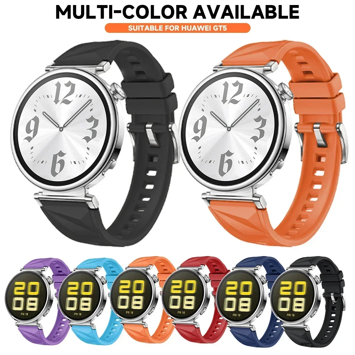 Neues Silikonarmband für Huawei Watch GT5/GT4 41 mm, offizielle Farbe, Armband mit Kristallmuster für Huawei Watch GT5 Pro 42 mm. – Detail 5