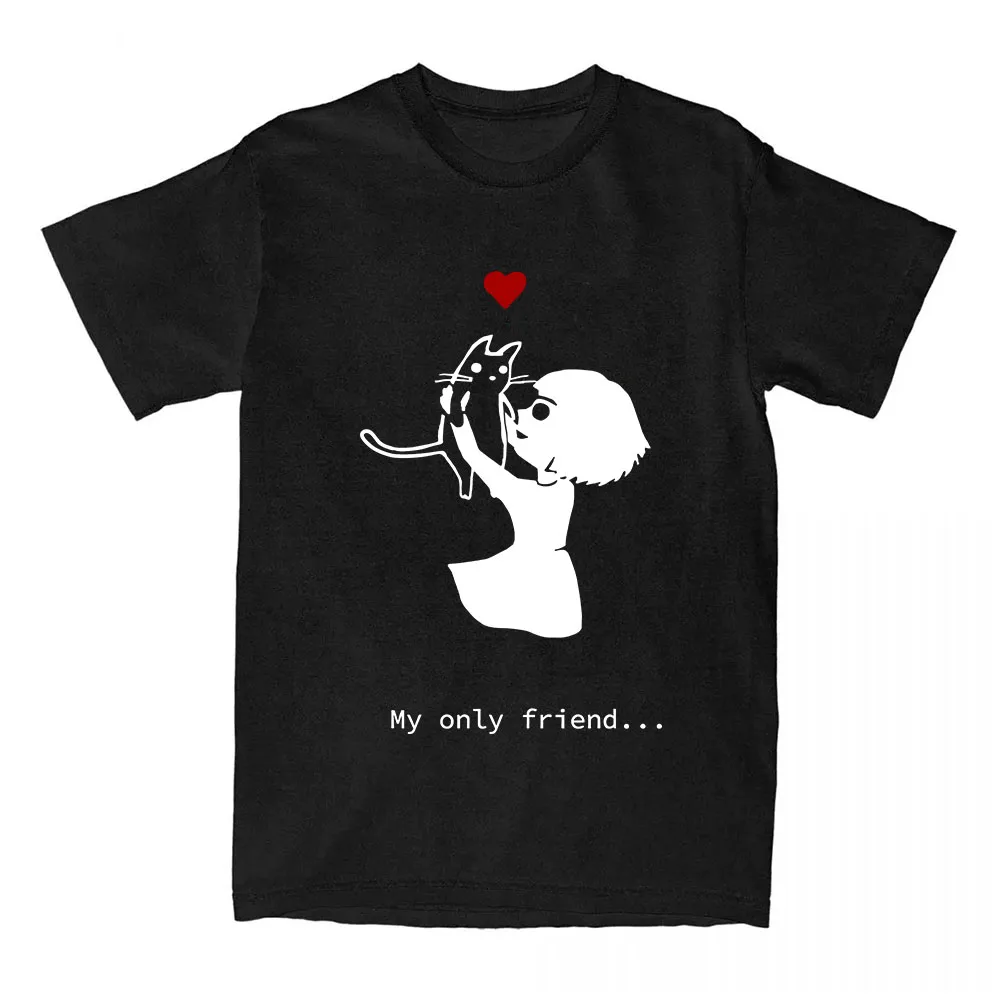 Camiseta con estampado de juego Fran Bow Girl y gato, ropa de calle Unisex, camisetas holgadas de moda para mujeres y hombres, ropa informal con estampado gráfico para mujer