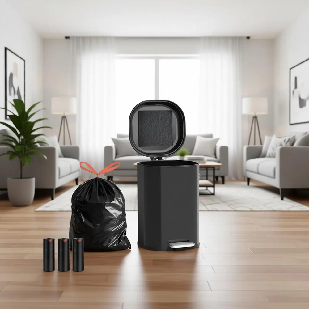 

18-литровое мусорное ведро из нержавеющей стали с педалью, съемным контейнером и мешками для мусора для кухни или использования на улице
