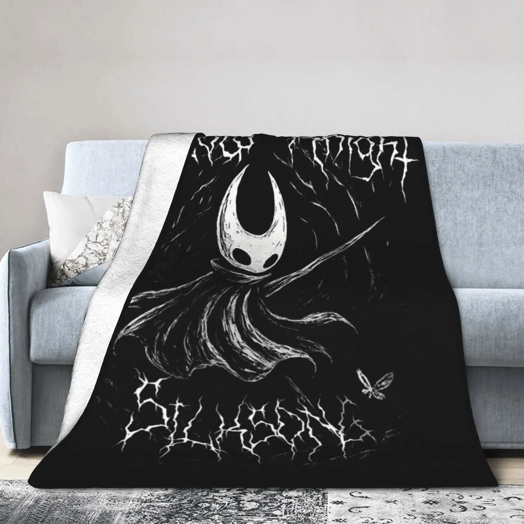 Hollow Knight Silksong Dark Fantasy Velvet Throw Blankets Gothic for Home Knitted Blanket Car Super Soft Multi-function