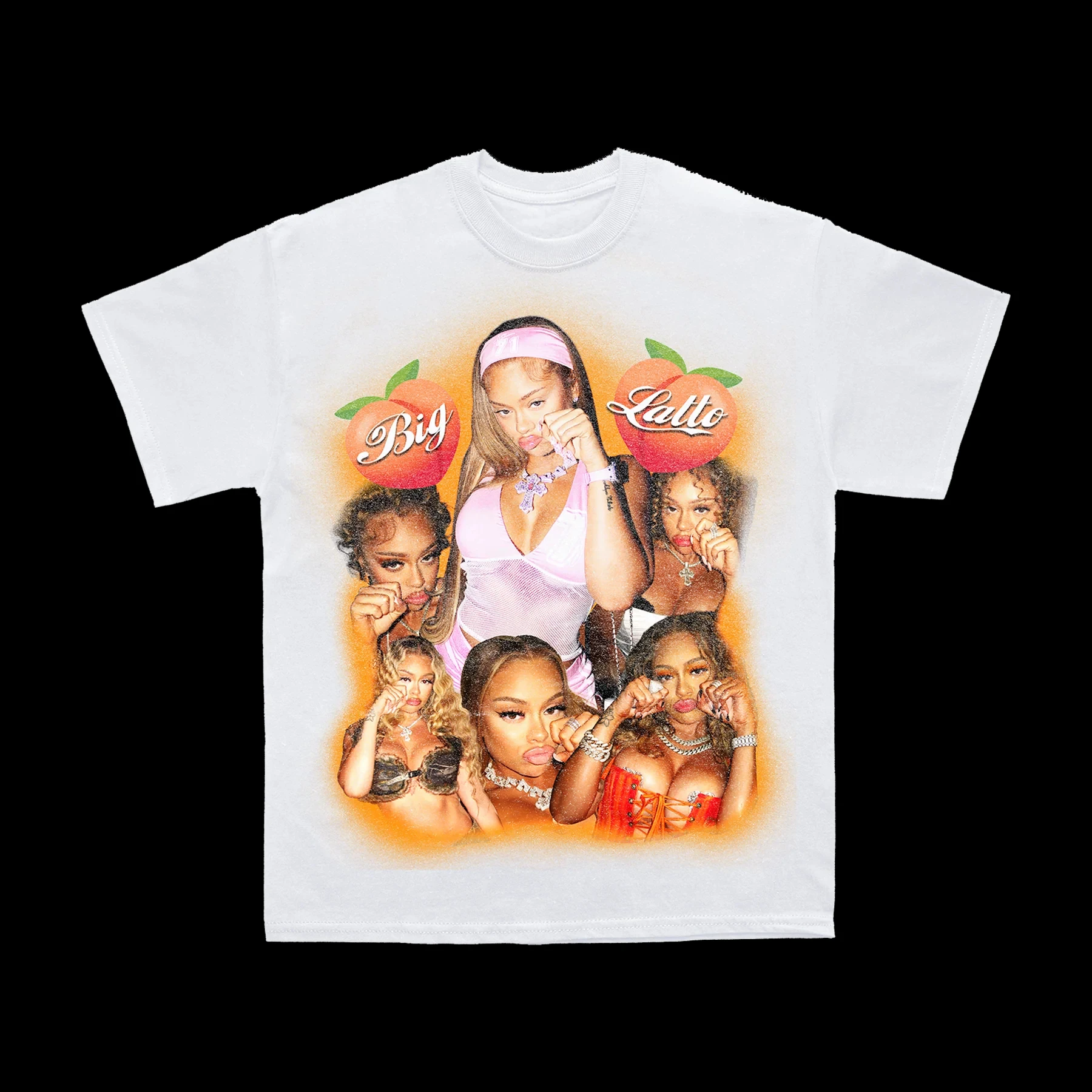 تي شيرت كبير لاتو كراي بيبي الخوخ تي شيرت برقبة دائرية تي شيرت هيب هوب Y2K للجنسين قطن هاراجوكو جرافيك تي شيرت كبير الحجم