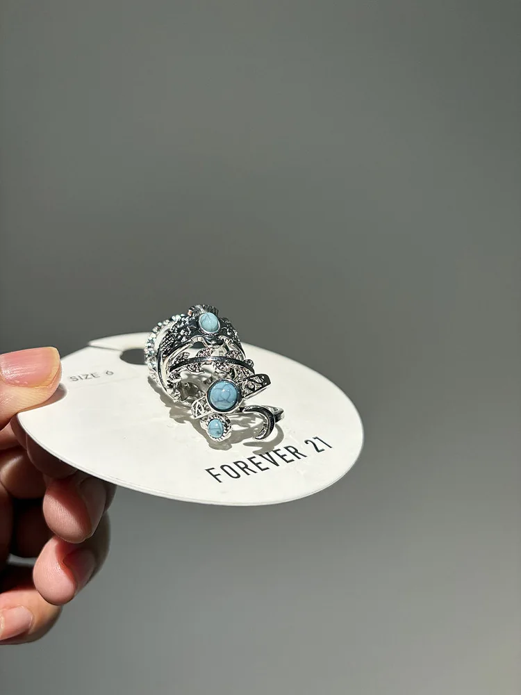 

Винтажное серебряное металлическое кольцо с камнем FOREVER2, кольцо в холодных тонах, женское модное ювелирное украшение