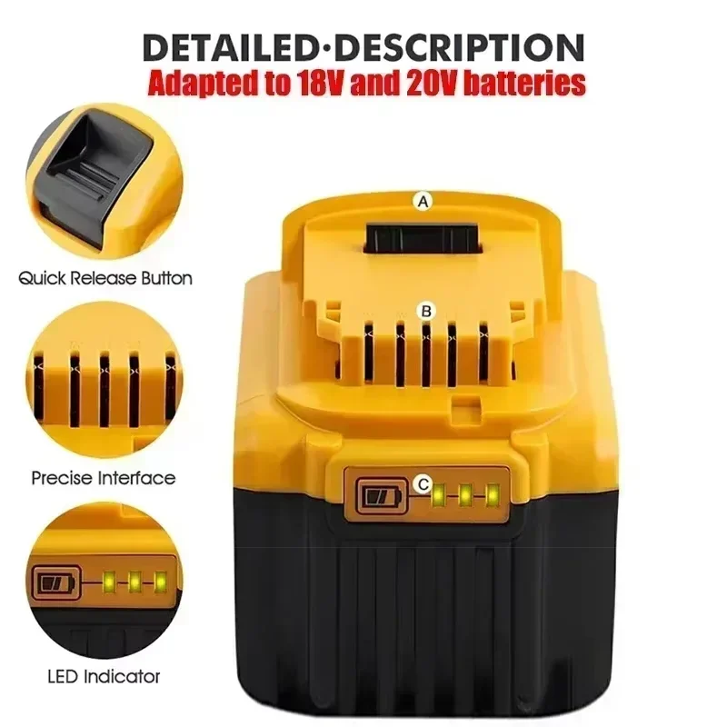 12000mAh/18000mAh 20V for Dewalt Power Tool Battery DCB206 DCB206 DCB205 DCB200 DCB207 DCB209 DCD740 DCD740B