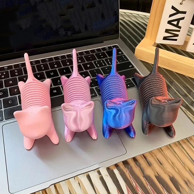 Creative 3D Printing New Netflix Kitten Toy Model Novelty Funny Bouncy Decompression Spring Cat Desktop Small Ornaments Gifts