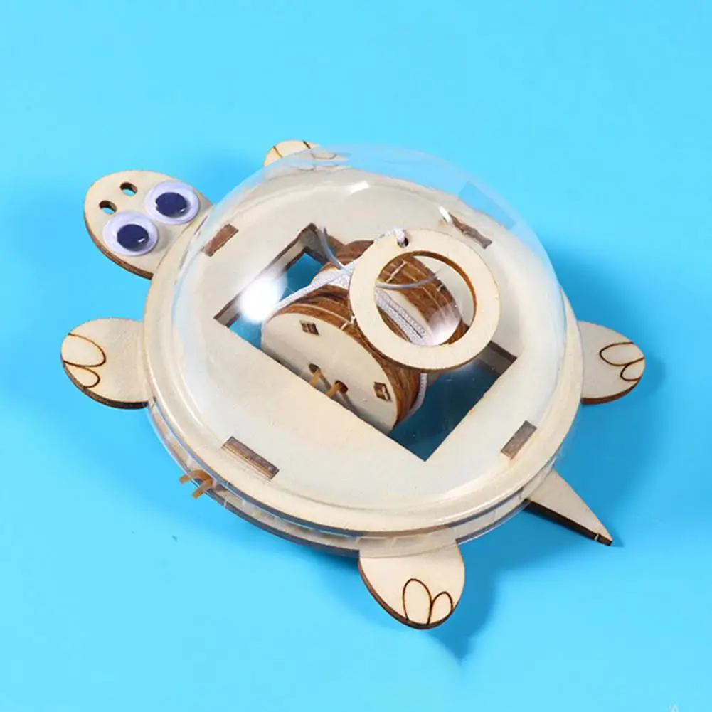 Juguete de tortuga con cuerda para tirar, Kit de rompecabezas de tortuga de madera para niños, juego de juguetes de cuerda para tirar Diy con tallo, experimento educativo de ciencia física