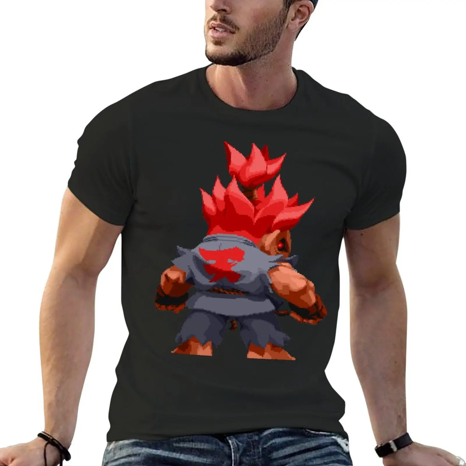 Super Puzzle Fighter Akuma T-shirt Blouse cute clothes graphics vintage clothes oversized t shirt men