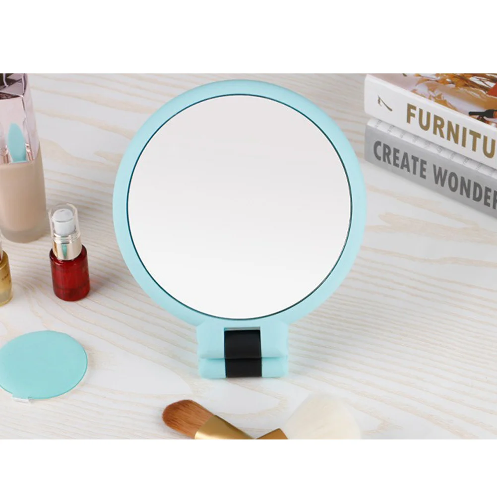 

10x Magnifying Round Foldable Makeup Vanity Mirror Lavender Color Bathroom Mirror Freestanding Design