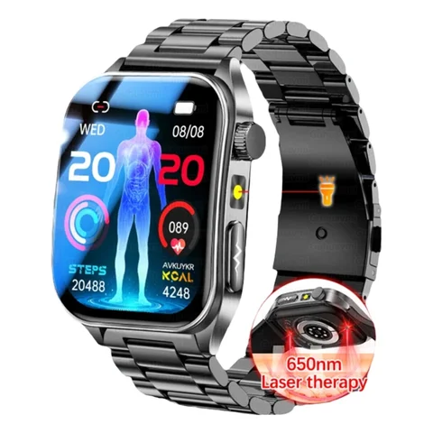 2026Hot AI-GPT Diagosis ECG Health SmartWatch Blood Pressure Lipid Uric Acid 650nm Dual-Probelaser Heart Analysis Smart Bracelet