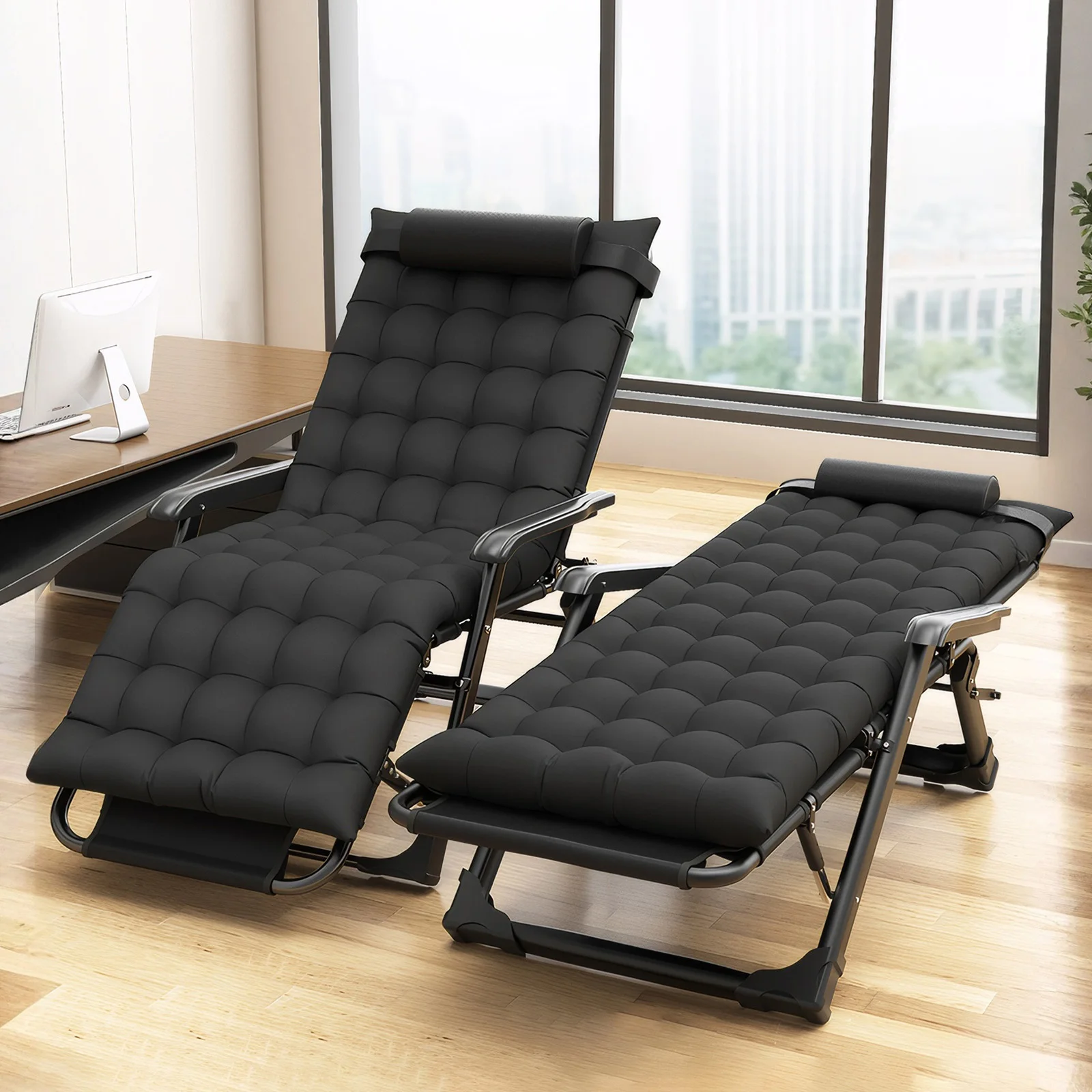 Image of Klappbarer, verstellbarer Zero-Gravity-Stuhl, mit abnehmbarem Kissen, Liegestuhl, 2-in-1-Sitz und Liegestuhl für den Außenbereich
