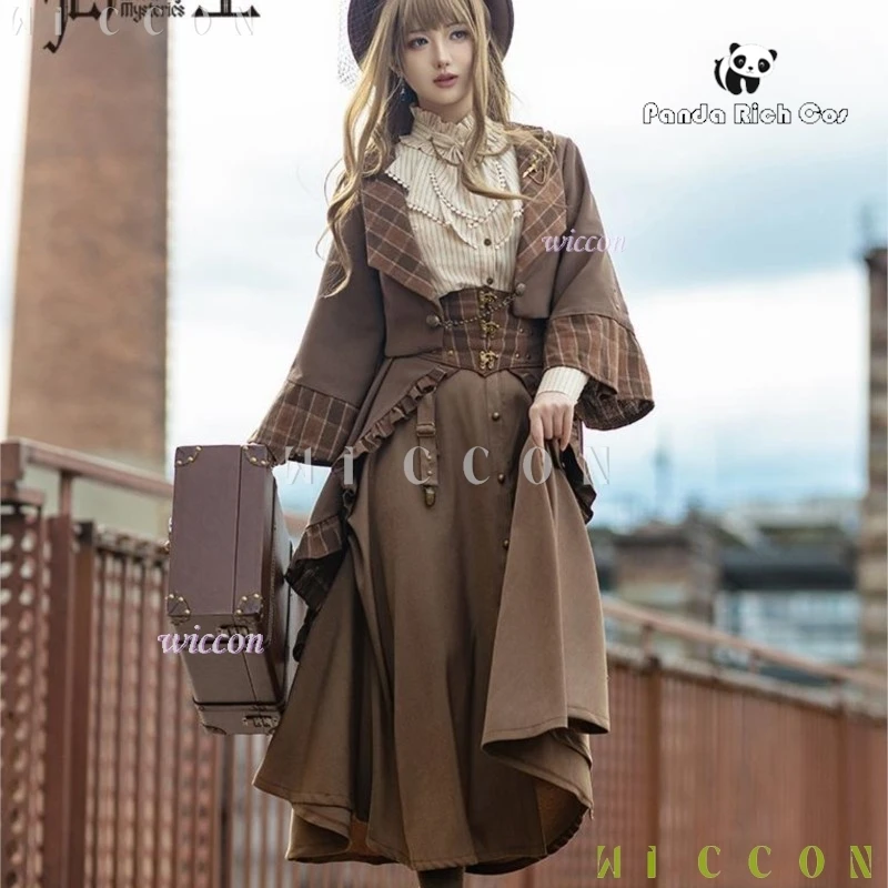 فانتازيا الهالوين فورز جدار أنيمي لورد أوف ميستريز تأثيري Steampunk نمط فستان بني قبعة المحكمة Disfraz De Mujer