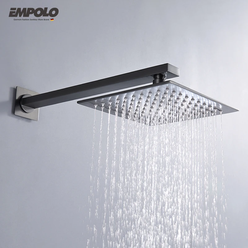 Luxury Wall Mounted Shower Head Set Color Bathroom Shower System Water Mixer Rainfall Concealed Black Brass Shower Set