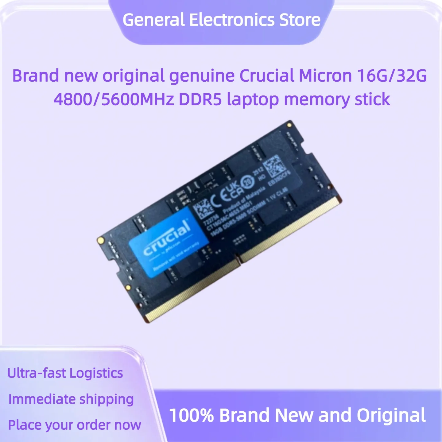 Brand new original genuine Crucial Micron 16G/32G 4800/5600MHz DDR5 laptop memory stick
