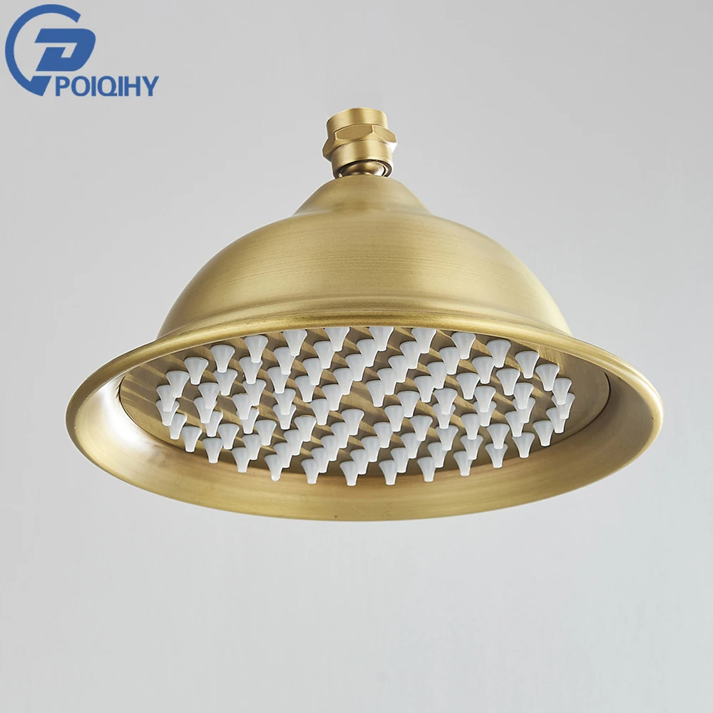 POIQIHY Brass Golden Rainfall Shower Head Shower Faucet Head Bathroom Replace Rain Showerhead Antique Brass Showerhead Accessory image 3
