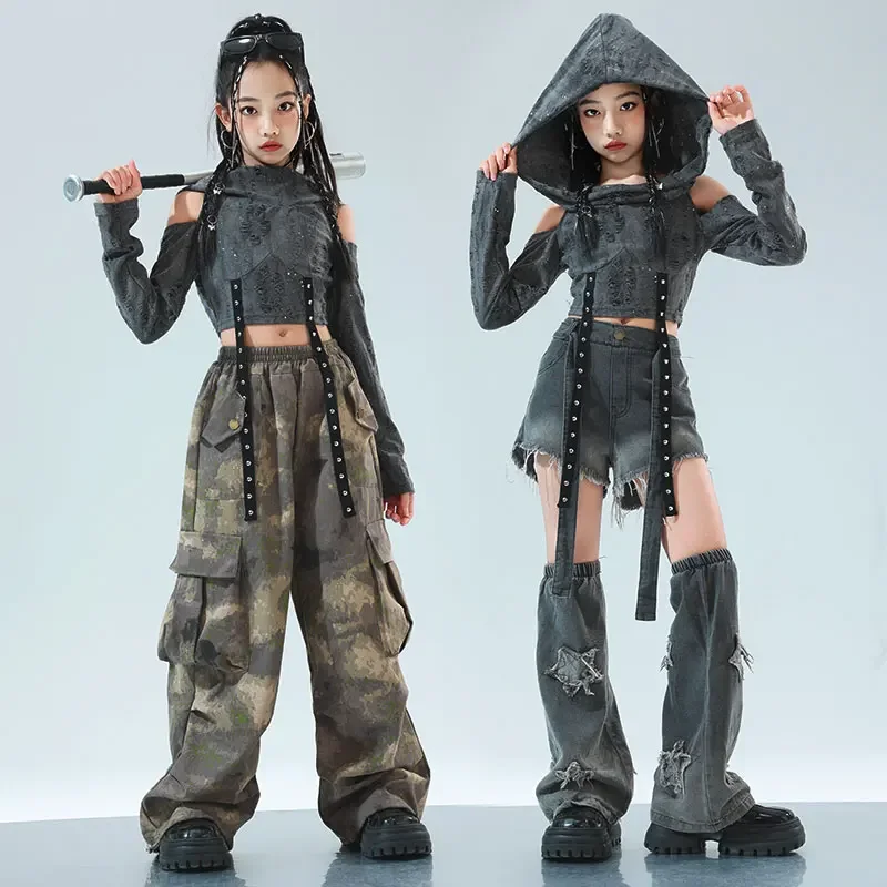 Veste contrastée Hip Hop pour filles, pantalon de Sport, manteau de danse de rue pour garçons, Streetwear pour enfants, ensemble de vêtements de Jazz K-pop, uniformes scolaires pour enfants