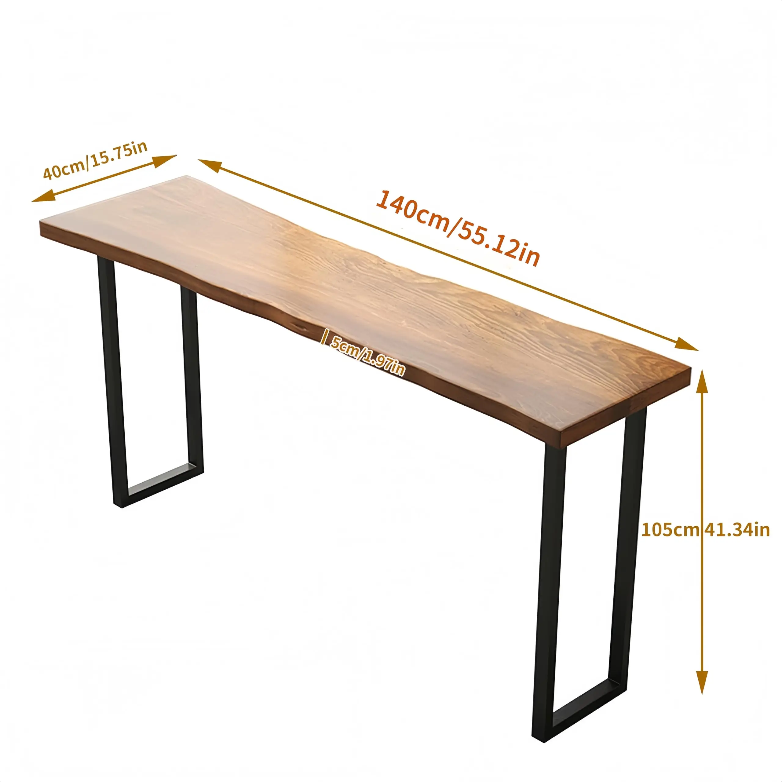 55 Inch Long Bar Table,Counter Height Table,Solid Wood Rectangular Pub Table, Rustic Industrial Style Bar Height Dining