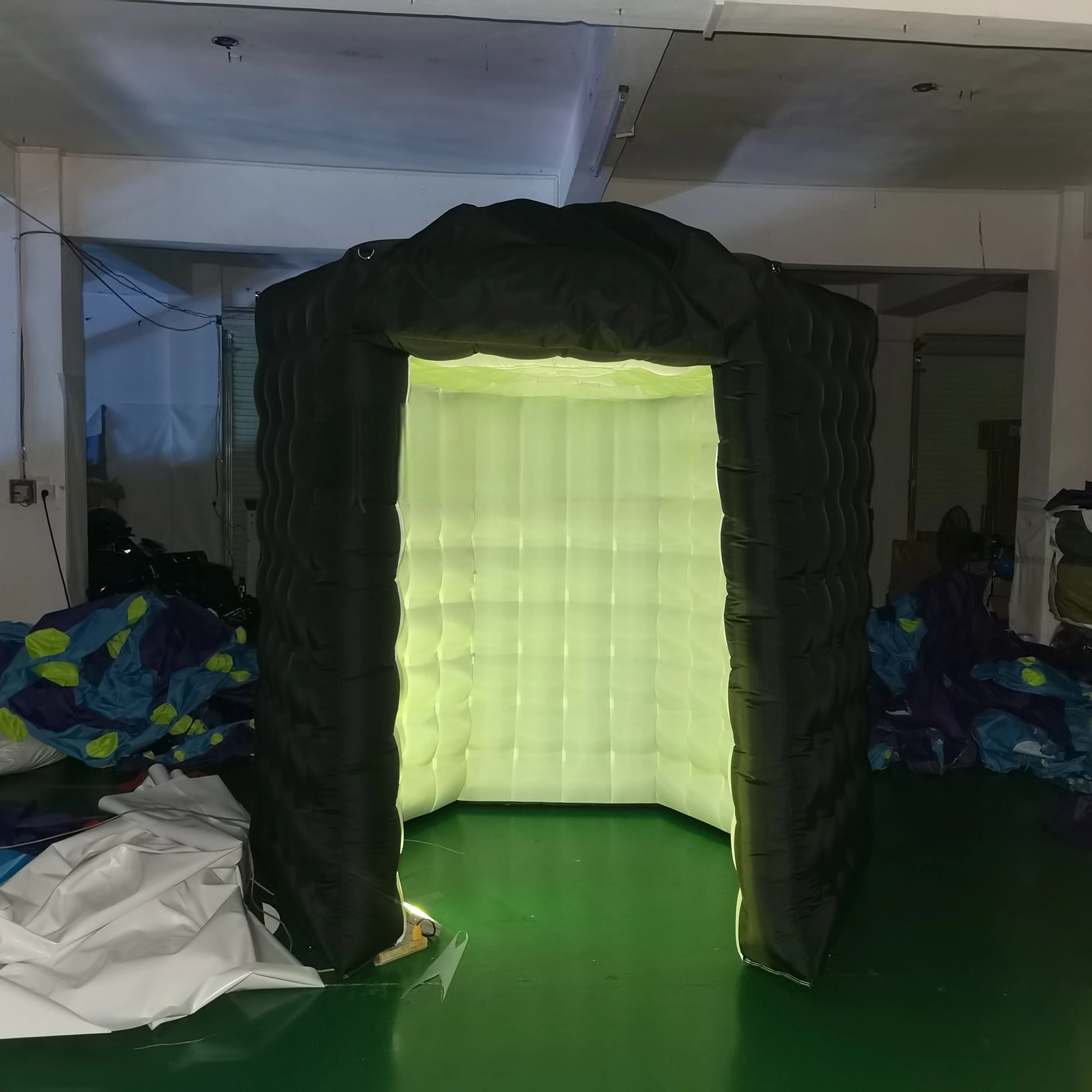 

tent led photo inflatable cube booth enclosure inflatable house with multi color led lights with fan