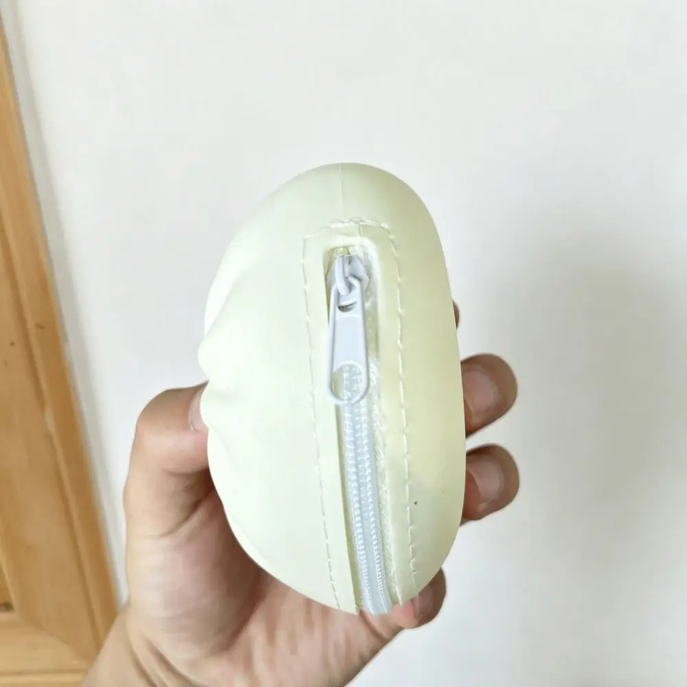 Silicone Steamed Bun Coin Purse Portable Zipper Closure Silicone Coin Purse Dumpling Shape Wrist Strap Zipper Pouch Daily Use