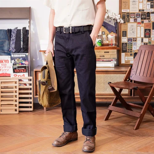 Red Tornado Azul-Negro Oficial Pantalones Slim Straight Fit 14oz Indigo Selvedge Denim Jeans