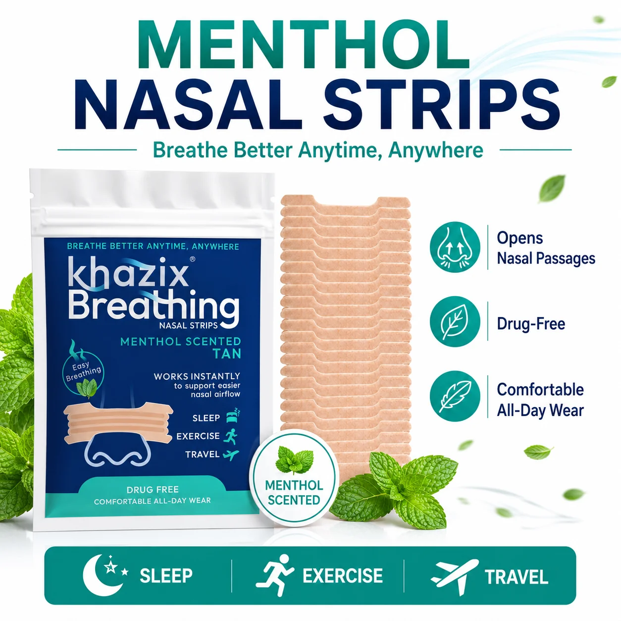 Nose Breathing Strips Anti Snoring Nasal Strips Instant Nasal Congestion Relief Better Sleep for Men Women