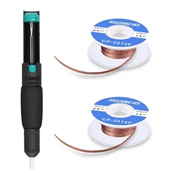 Power Suction Solder Cartridge and Desoldering Pump, Solder Suction and Desoldering Cartridge with 2 Suction Cables