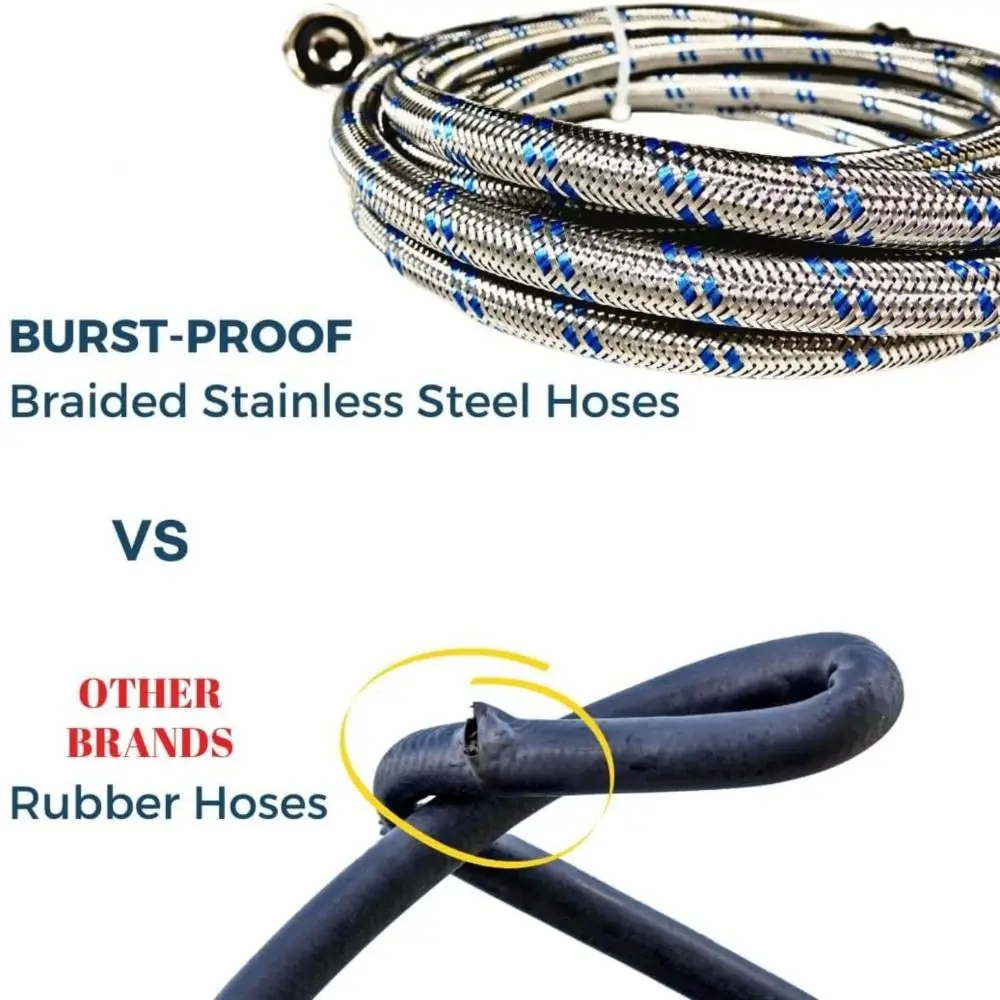 Portable Stainless Steel Washing Machine Hoses Burst-proof Leak-proof Hose Splitter Durable Hose Y Connector Outdoor Faucets