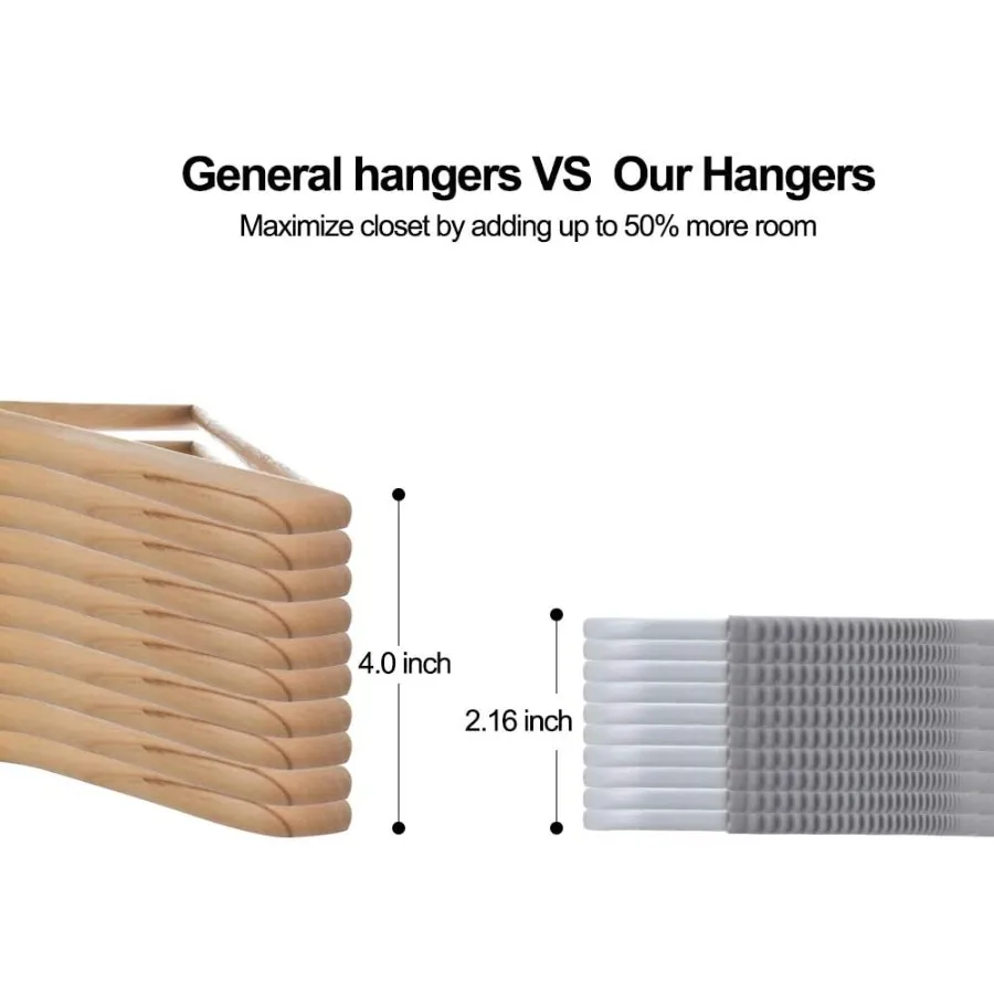 50 عبوة من الشماعات البلاستيكية شديدة التحمل مع مقابض غير قابلة للانزلاق لتنظيم خزانة فعالة، مثالية لفساتين القمصان والفساتين والمعاطف