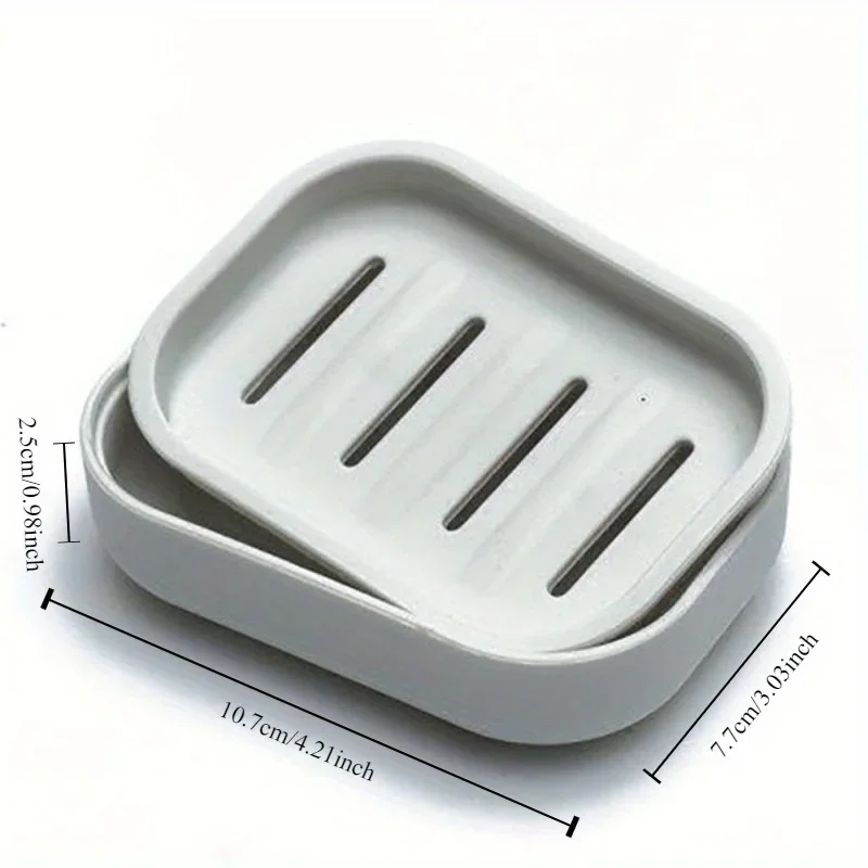 1PC Portable soap tray Double-layer plastic box Household bathroom drain tray Bathroom soap box with lid