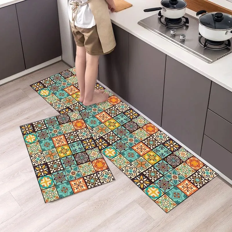 VIKAMA Tappeto bohémien vibrante per camera da letto, soggiorno e ingresso cucina Tappetino morbido e confortevole per la decorazione domestica