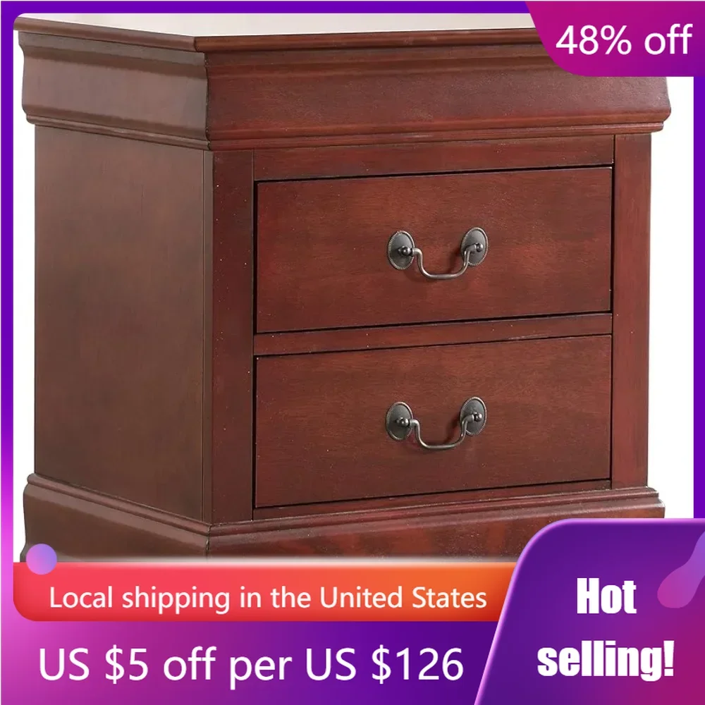 

Louis Phillipe 2 Drawer Nightstand in CherryFreight free