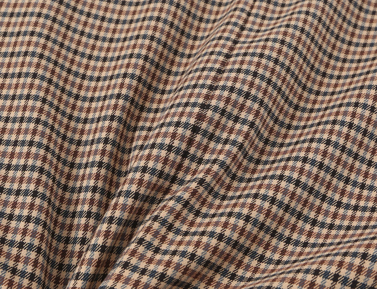 BSAY 2026 Neues Vintage Damen-Karomuster 2-teiliges Outfit mit Stehkragen, doppelreihiger, kurzer Jacke und weitem Hosenbein, lässiger Anzug – Detail 16